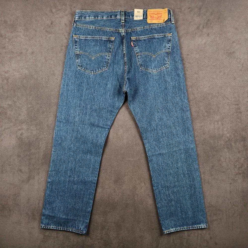 Levis 501 Original‎ Jeans Mens 36x30 Blue Dark Wash Straight Leg Button Fly NEW